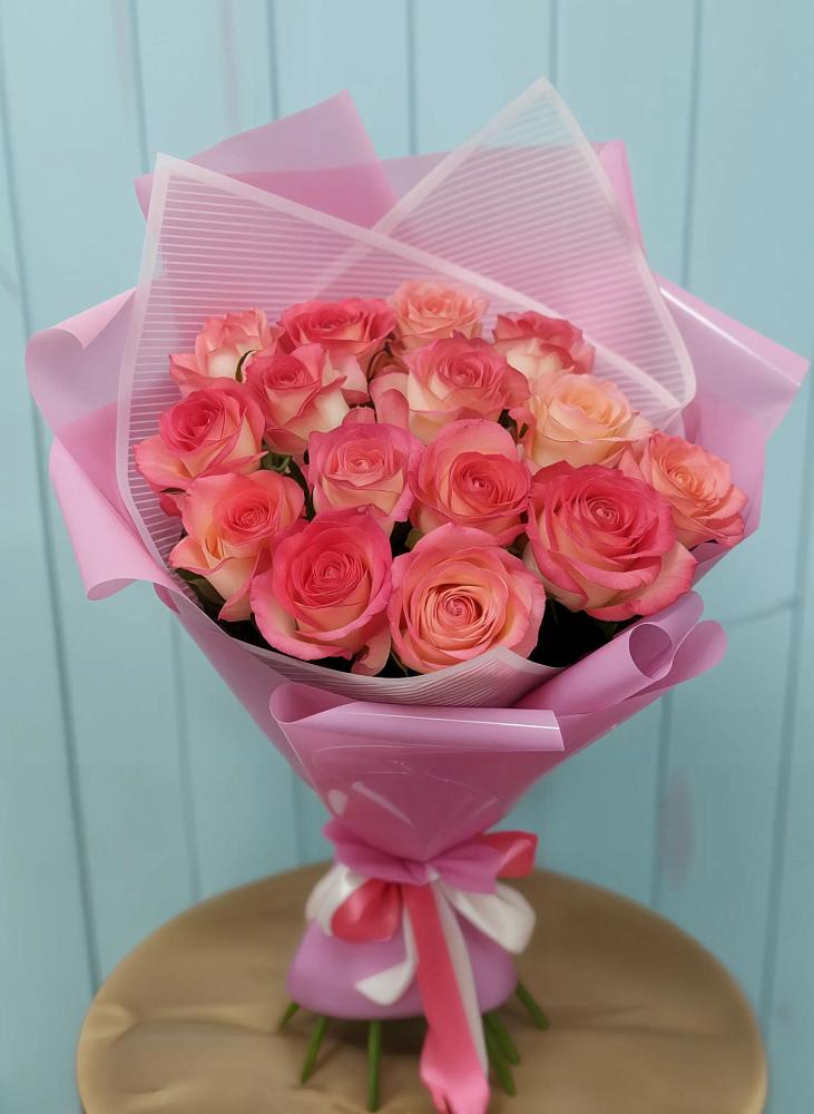 Букет 15 Розовых роз Равель в Куйбышеве