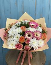 Букет цветов из:  Розы, Герберы и Хризантемы в Куйбышеве