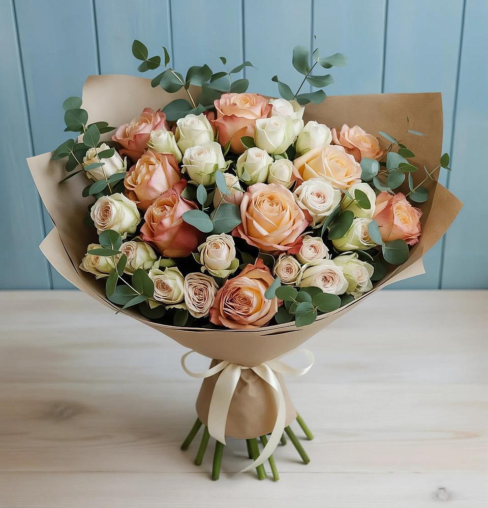 Букет цветов из: Альстромерии и Розы в Куйбышеве