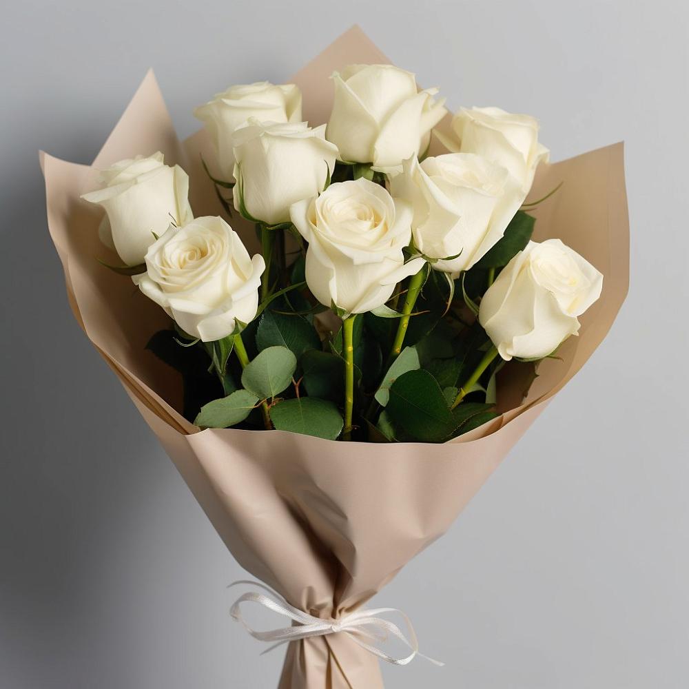 Букет 9 Белых роз Эдлесс Лав в Куйбышеве