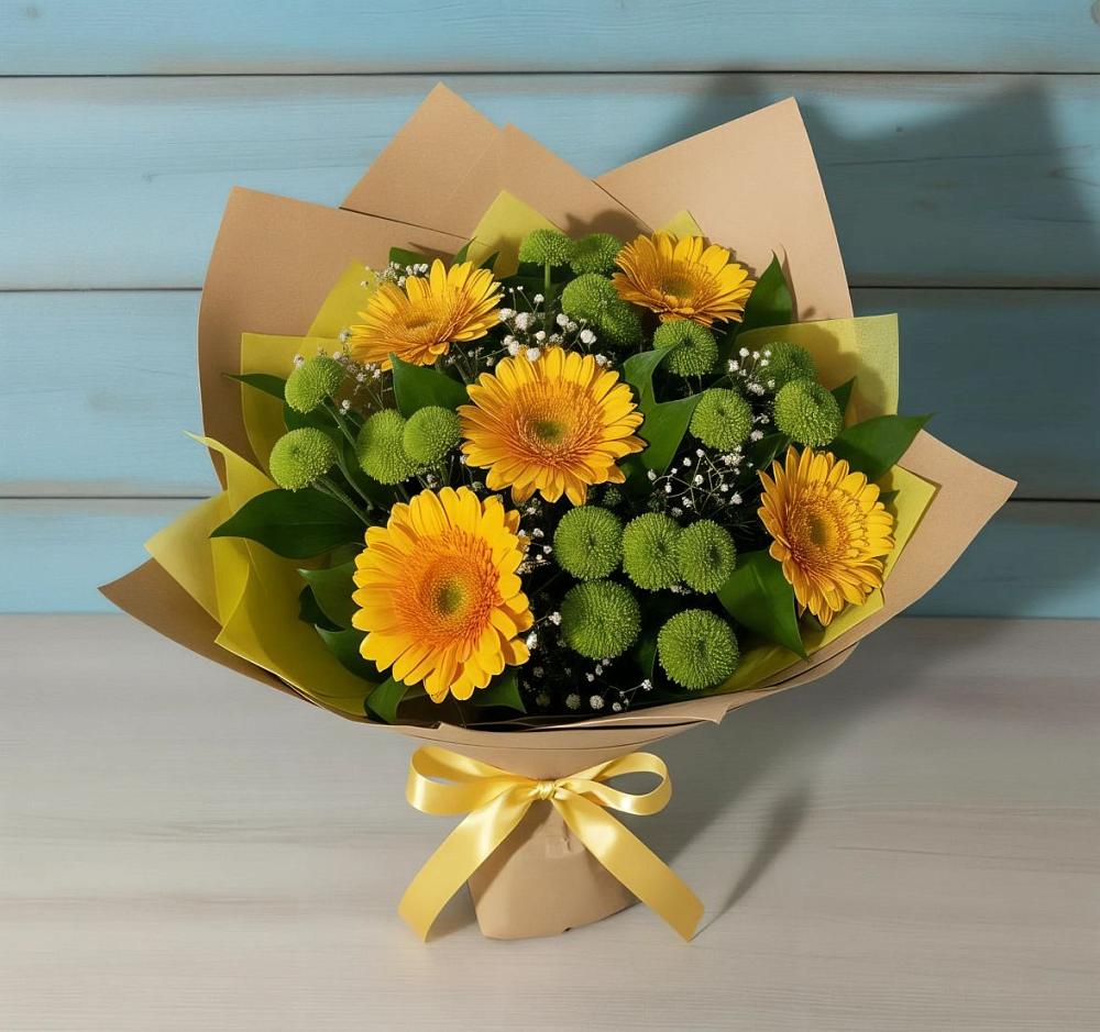 Букет цветов из: Герберы и Хризантемы в Куйбышеве