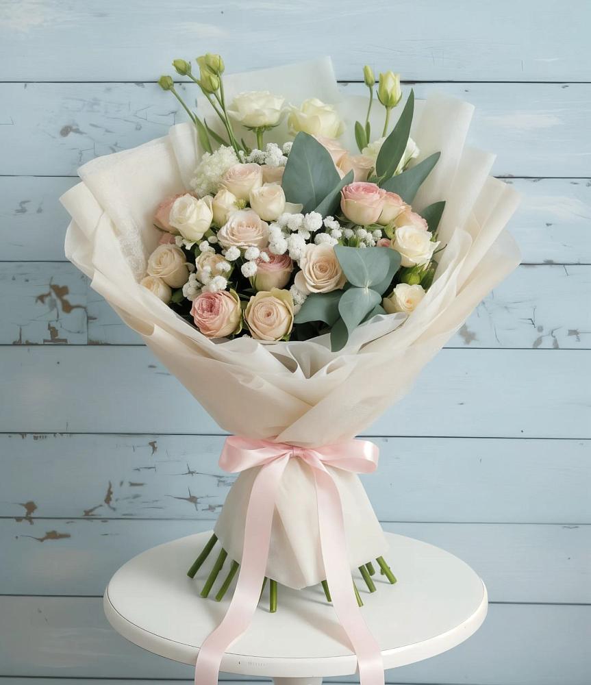 Букет цветов из: Розы и Лизиантусы в Куйбышеве