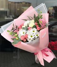 Букет цветов из:  Розы, Лизиантусы и Хризантемы в Куйбышеве