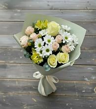 Букет цветов из:  Альстромерии, Розы и Хризантемы в Куйбышеве