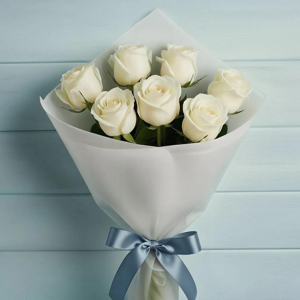 Букет 7 Белых роз Эдлесс Лав в Куйбышеве