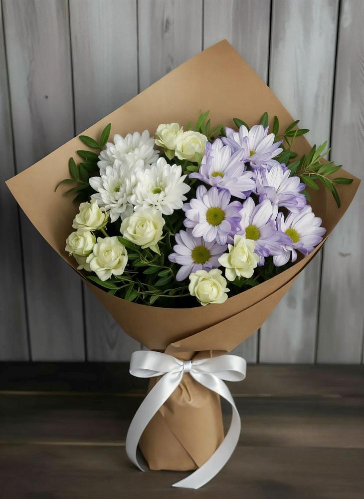 Букет цветов из: Хризантемы и Розы в Куйбышеве